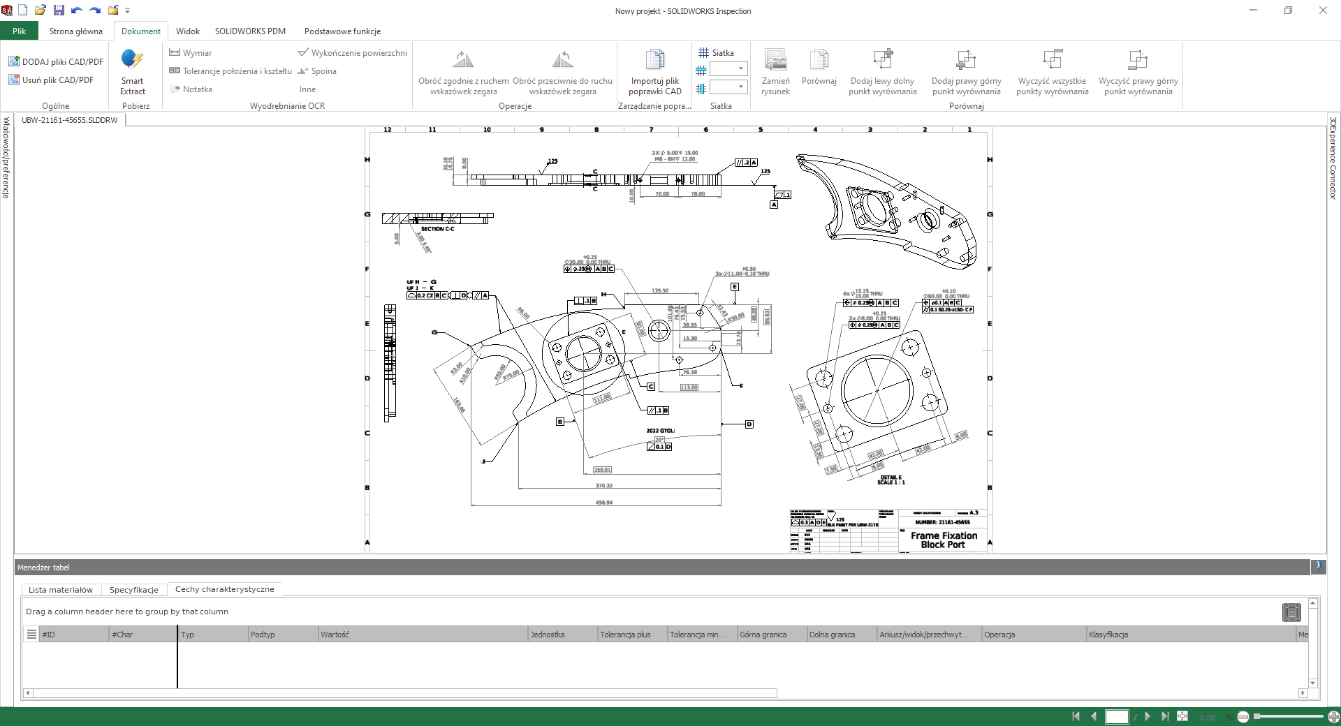 Interfejs SOLIDWORKS Inspection cwsystems