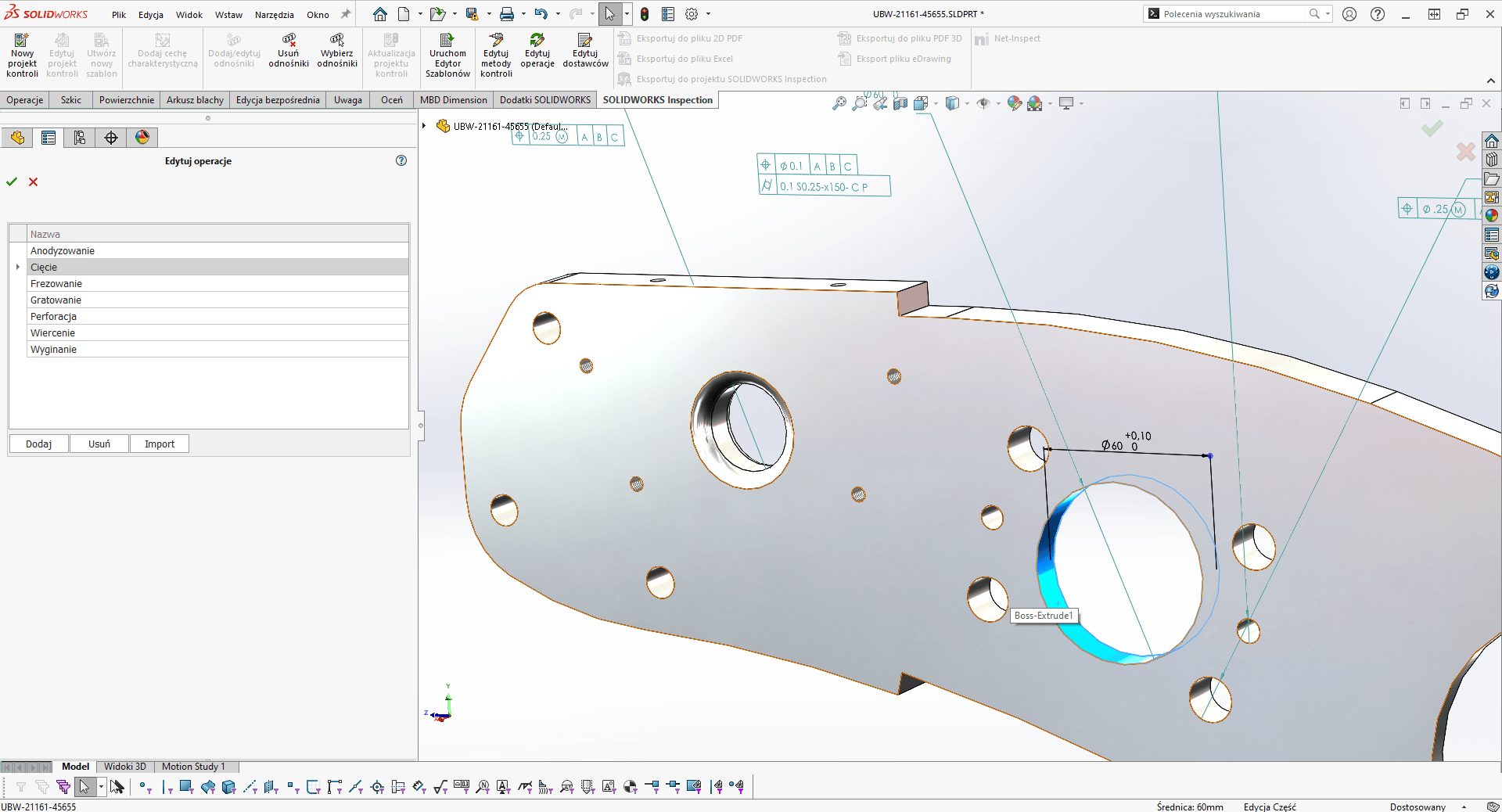 Interfejs SOLIDWORKS Inspection cwsystems