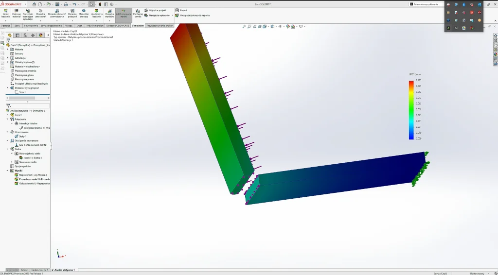 SOLIDWORKS Simulation 2023 - Wykres analizy