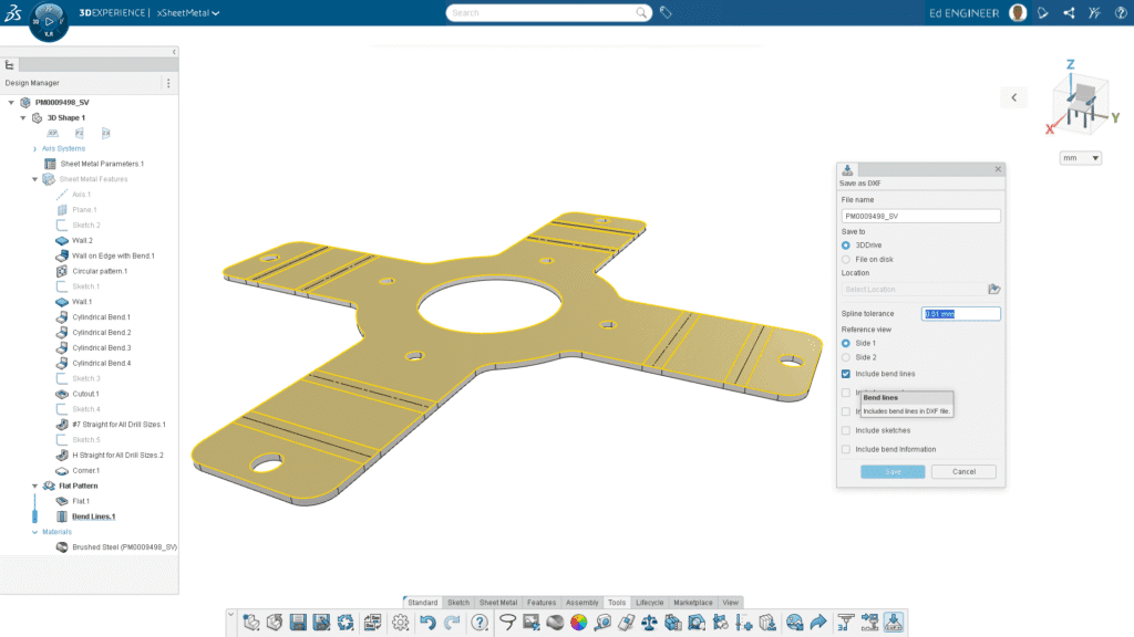 DXF w xDesign Sheet Metal